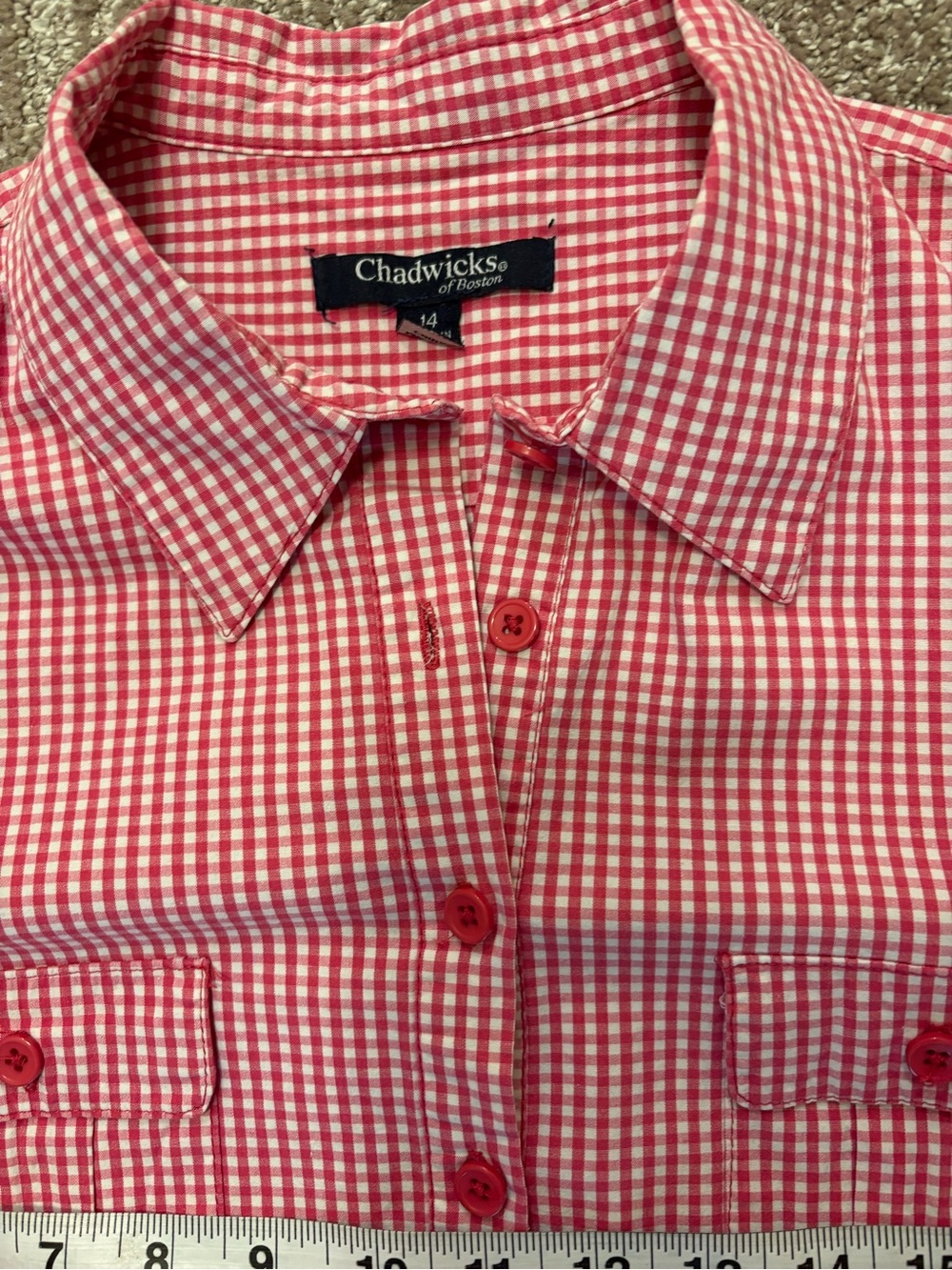 Chadwicks of Boston Pink & White Gingham Shirt Dress | Cotton | Size 12/14 - Picture 8 of 15